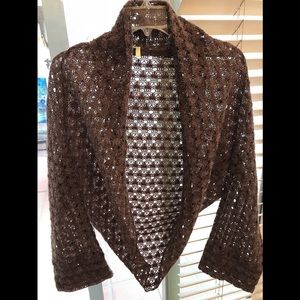 BLUVI  Brown crocheted SzM Cocoon Sweater